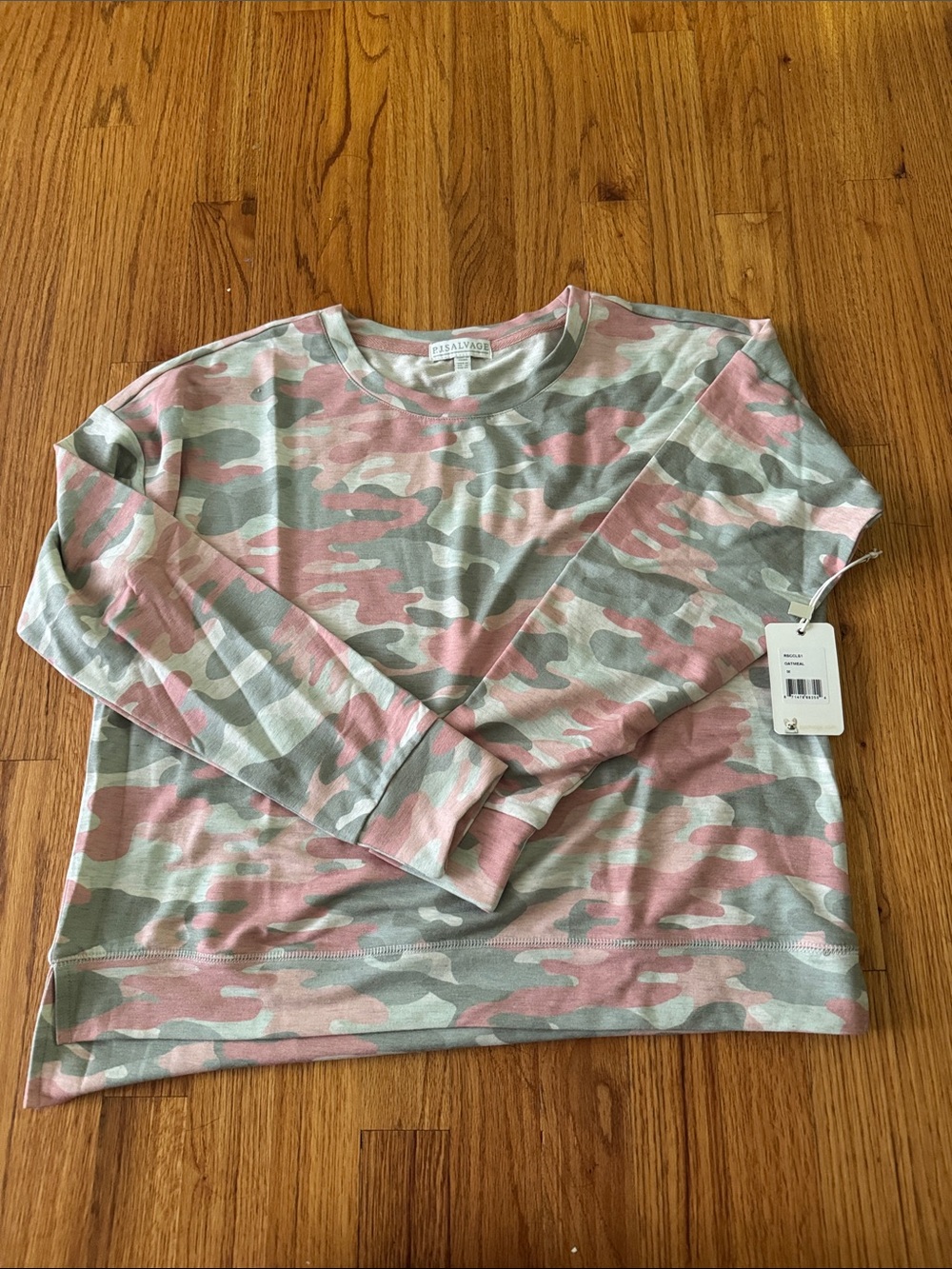 PJ Salvage Pink & Gray Camo Crewneck Sweatshirt